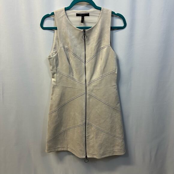BCBGmaxazria Alaina Faux Suede Vegan Front Zip Mini Dress 8 - Picture 2 of 8